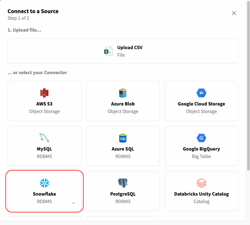 Select Snowflake connector
