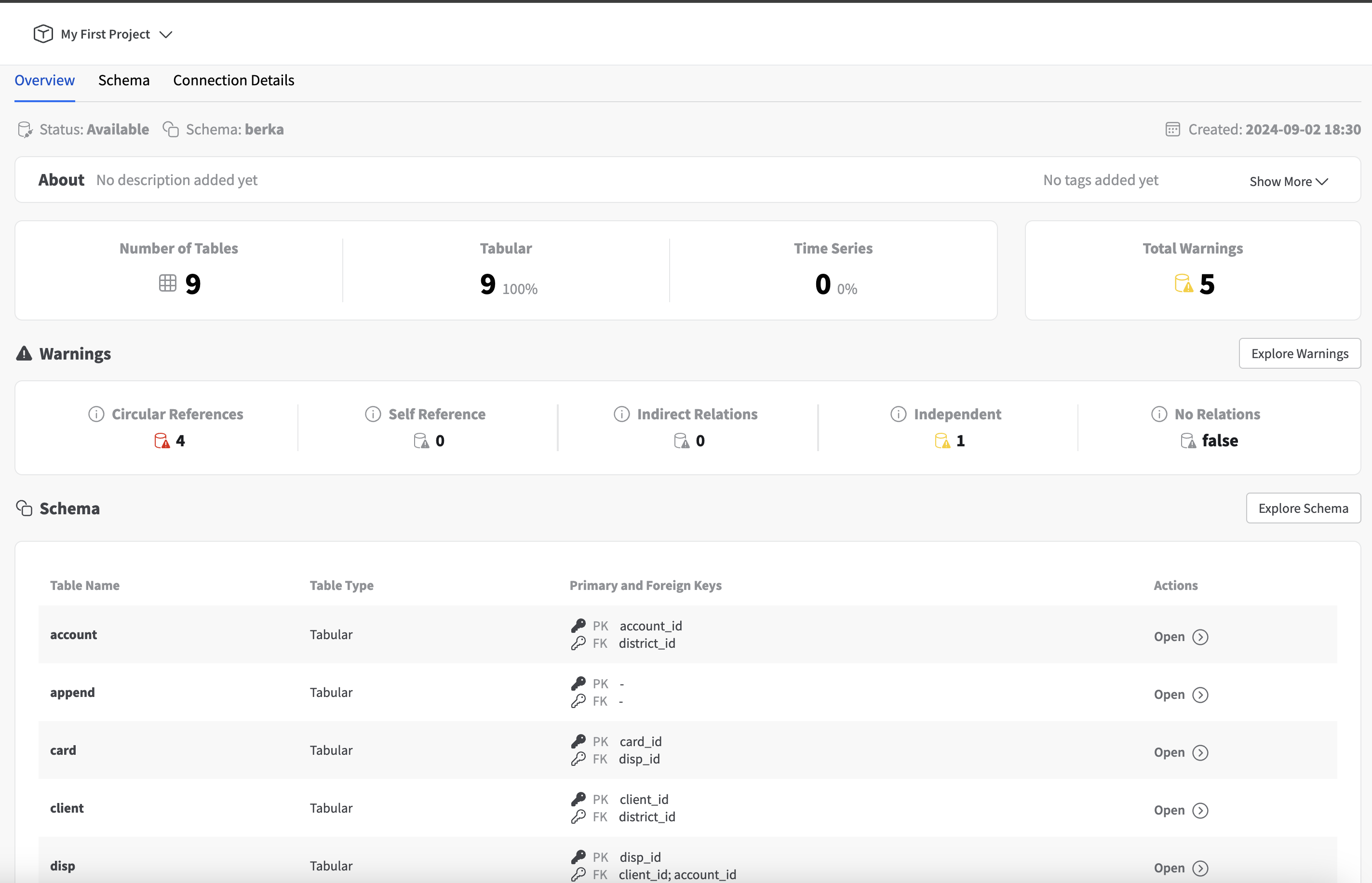 Database shcema overview