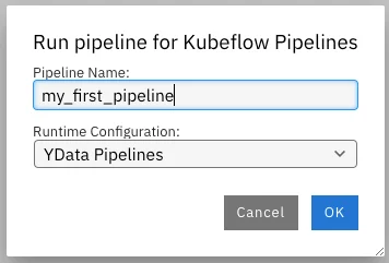 Pipeline configuration confirm dialog