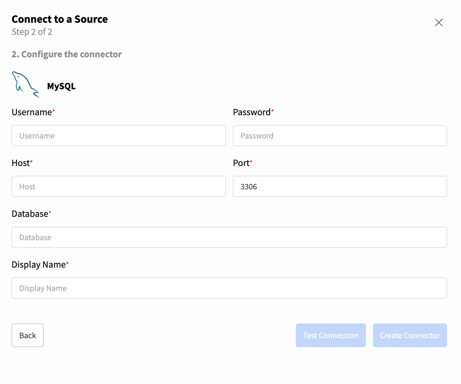 MySQL credentials