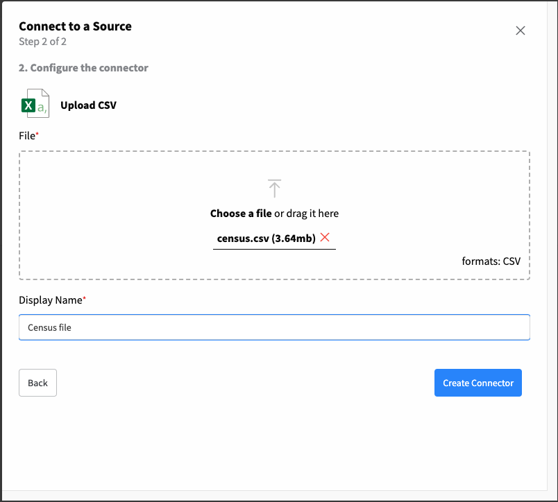 Upload CSV file